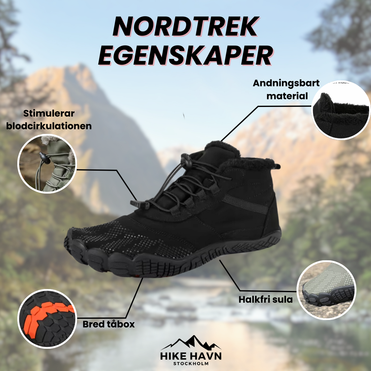 NordTrek - Halkfrie Høje Allterræn Vintervandrestøvler